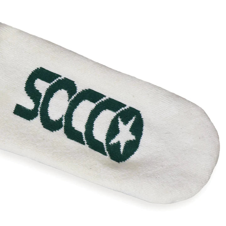 SOCCO Era Collection | Natural Crew Sock | Gold and Green Stripes