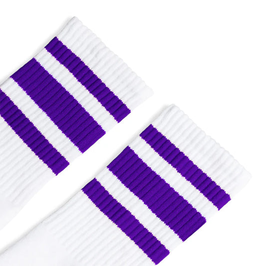 SOCCO Purple Striped Socks | White