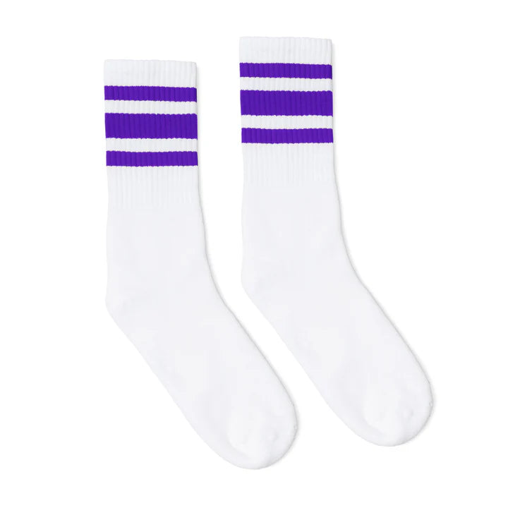 SOCCO Purple Striped Socks | White