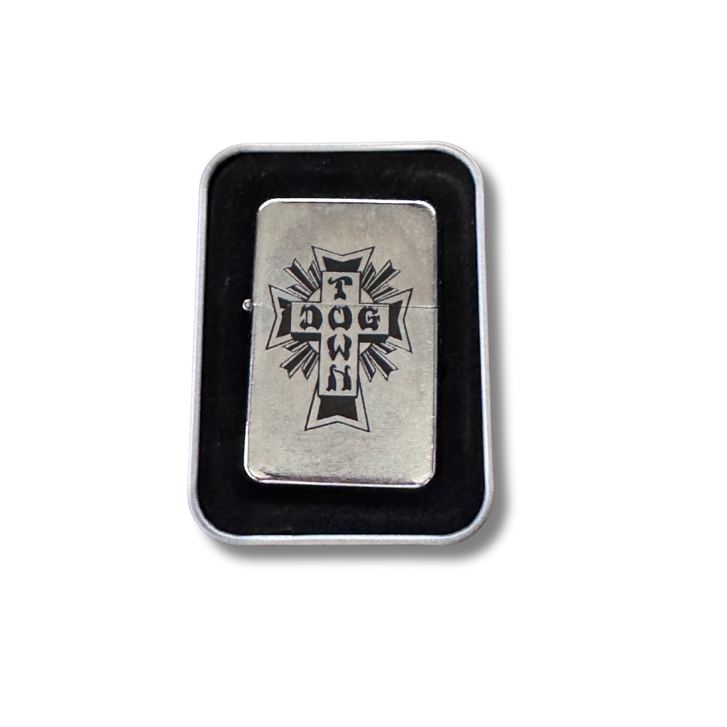 Dogtown Cross Logo Flip Top Metal Lighter - Silver