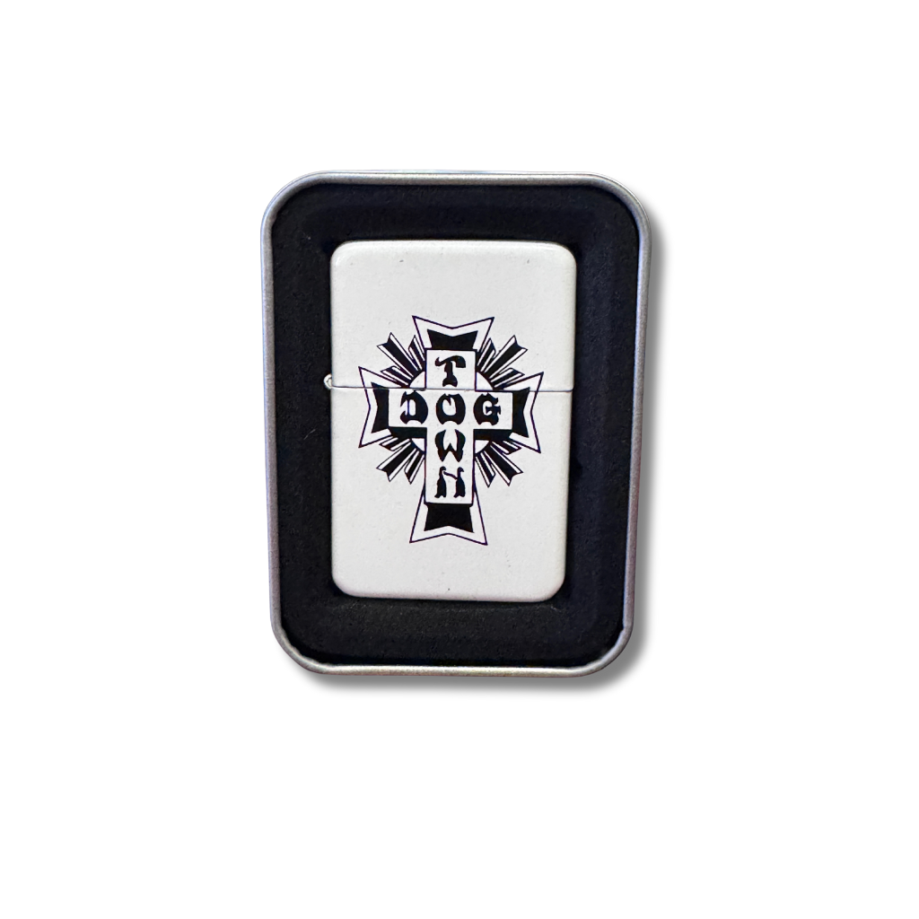 Dogtown Cross Logo Flip Top Metal Lighter - White