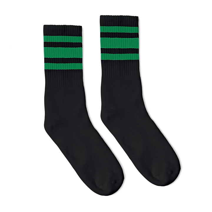 SOCCO Green Striped Socks | Black