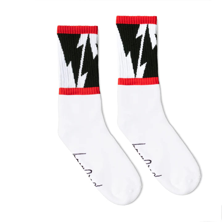SOCCO Mike Vallely Lightning Bolt Socks V2 | White