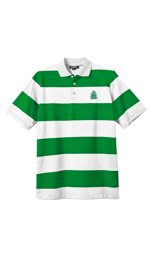 New Deal Striped Men's Polo Tee Green/White