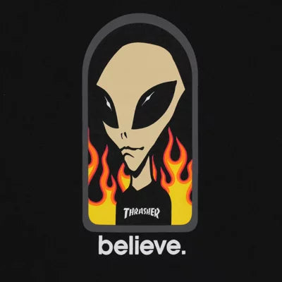 Thrasher x Alien Workshop Believe T-Shirt - Black