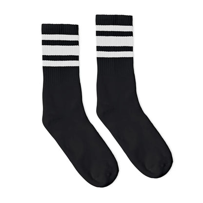 SOCCO White Striped Socks | Black