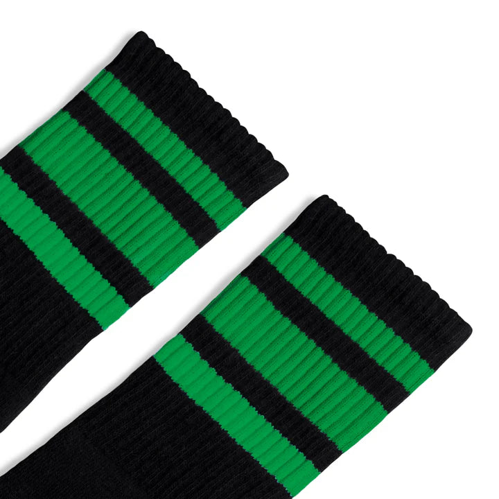 SOCCO Green Striped Socks | Black