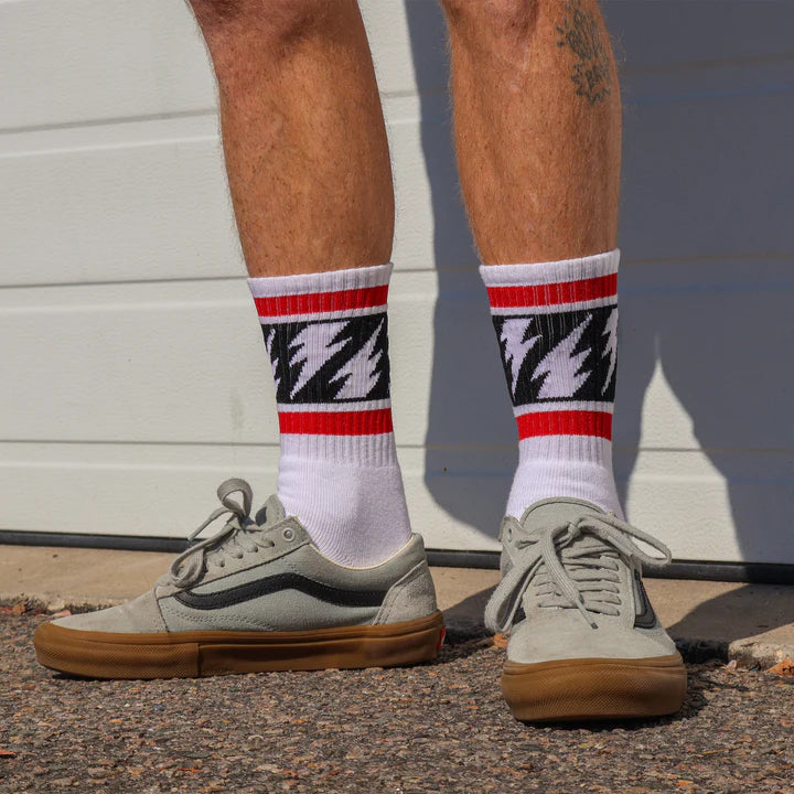 SOCCO x Mike Vallely Lightning Bolt Socks | White