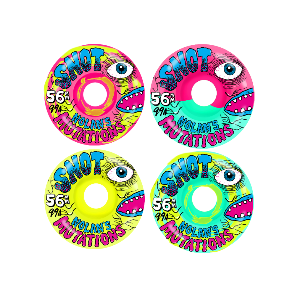 Snot Wheel Co. "Nolan's Mutations" Multi-Color Swirl Skateboard Wheels - 56mm/99a