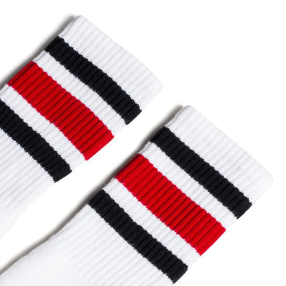 SOCCO Black and Red Striped Socks | White