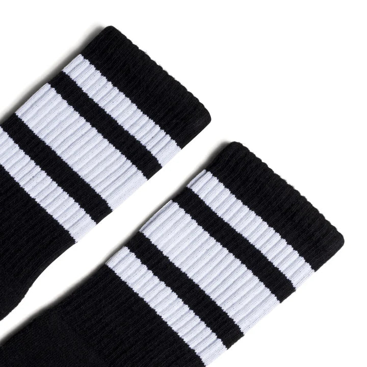 SOCCO White Striped Socks | Black