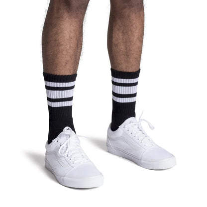 SOCCO White Striped Socks | Black