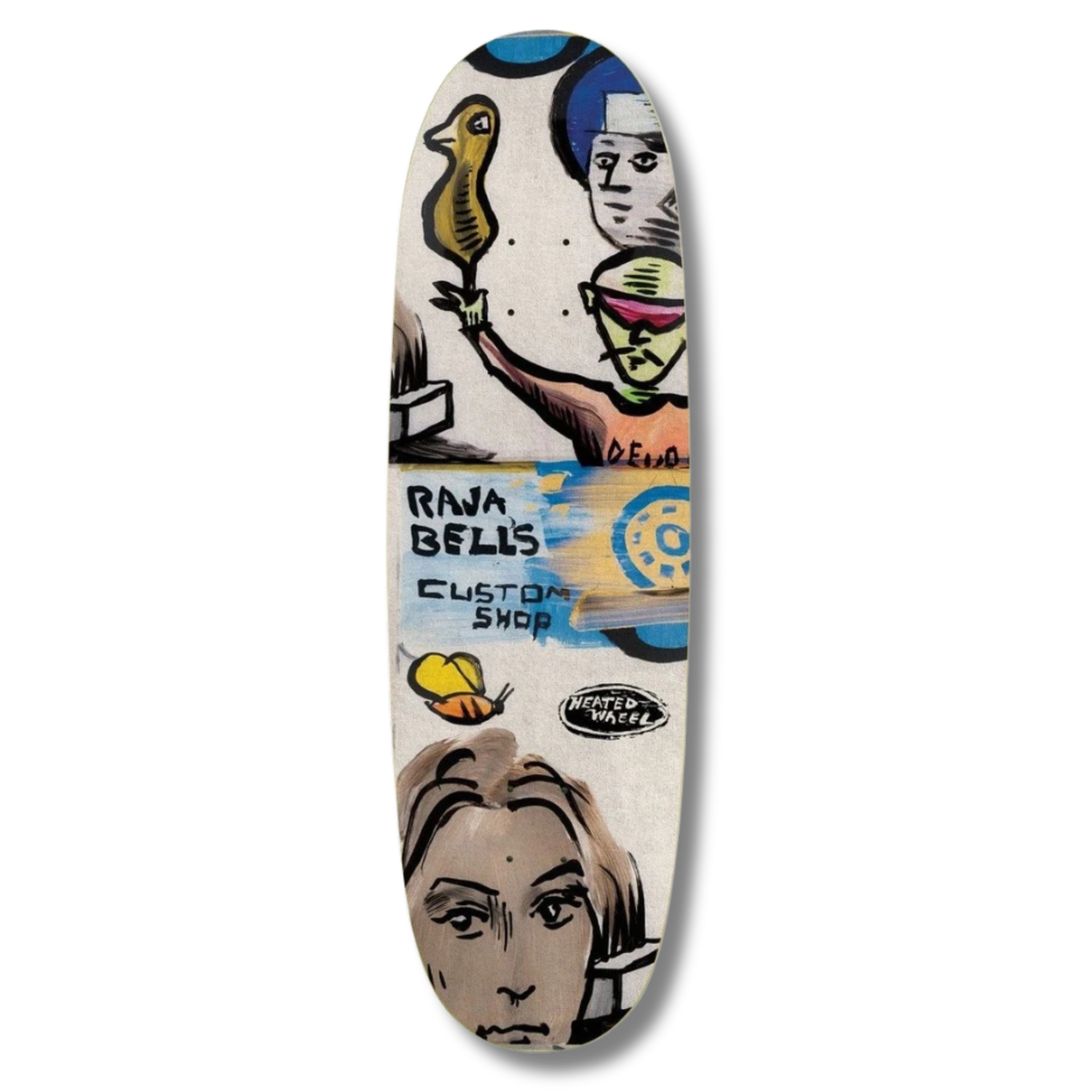The Heated Wheel Raja Bell Neil Blender Art Egg Shaped Deck - 9.25"