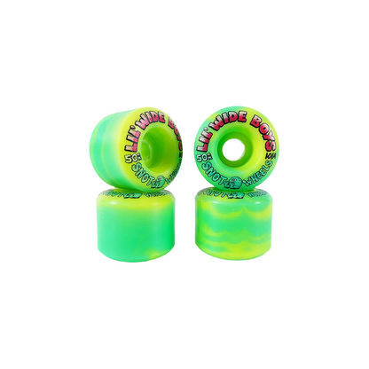 Snot Wheel Co. "Lil Wide Boys" Yellow/Green Swirl Skateboard Wheels - 50mm/101a