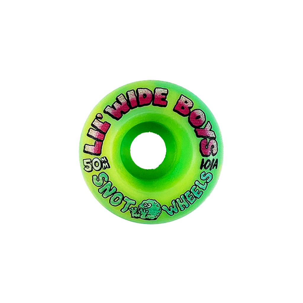 Snot Wheel Co. "Lil Wide Boys" Yellow/Green Swirl Skateboard Wheels - 50mm/101a