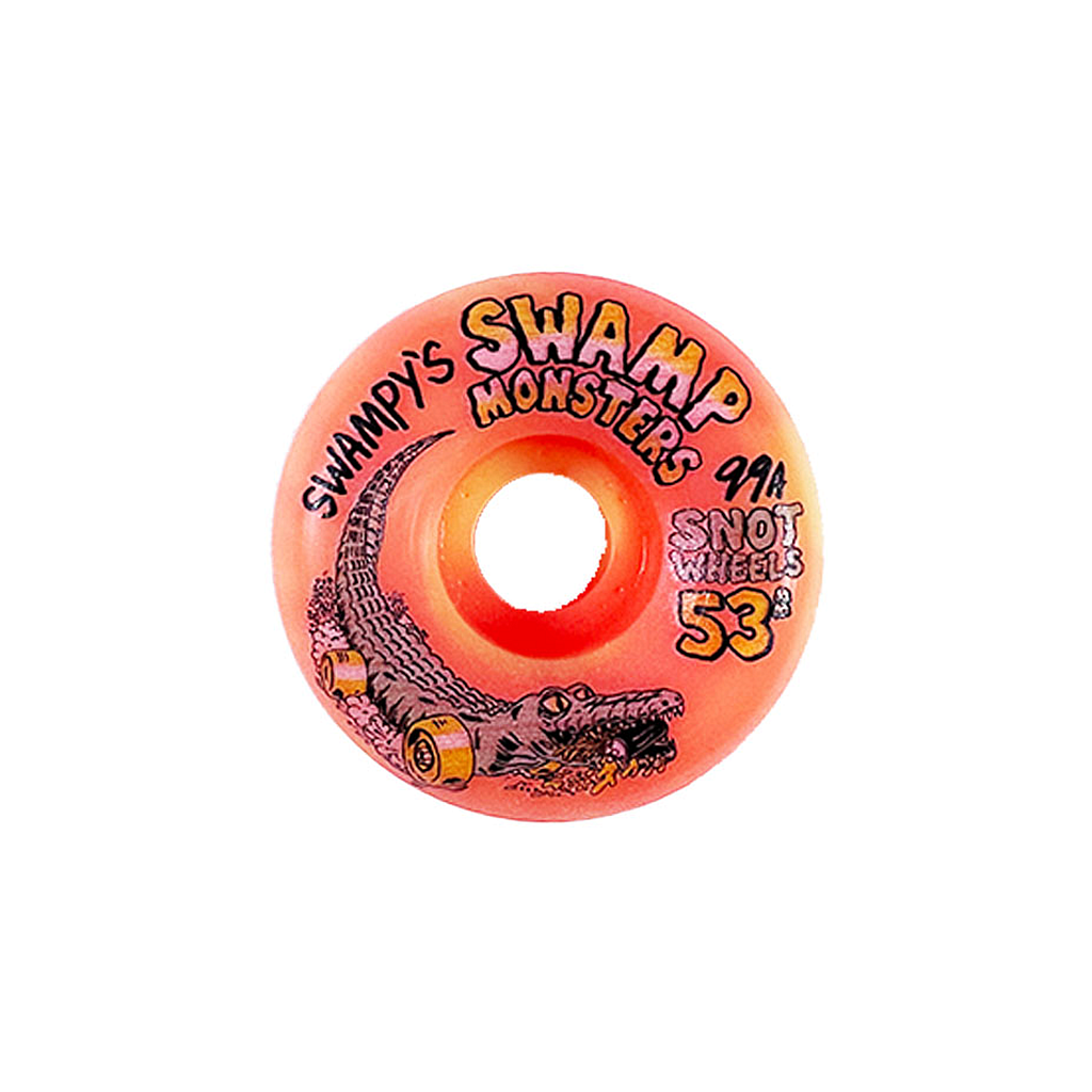 Snot Wheel Co. "Swampy's Swamp Monsters" YLW/ORNG Swirl Skateboard Wheels - 53mm/99a