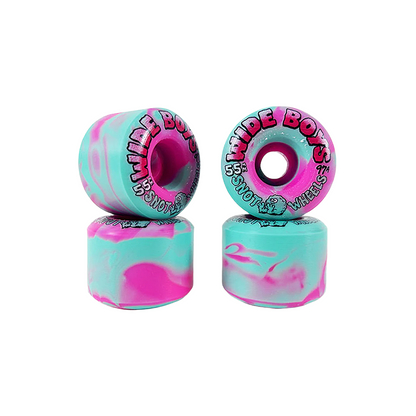 Snot Wheel Co. "Teal/Pink Swirl" Skateboard Wheels - 55mm/97a